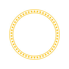 Star circle. Yellow round stars frame. Circular badge with stars and frame. Icon of european union with border. Star in circle for seal, award and emblem. Vector