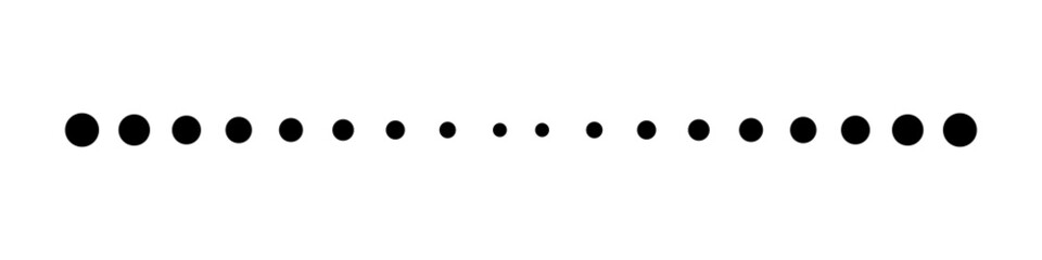 Straight dots line. Footer of dot line. Horizontal black dots pattern. Graphic dotted icon isolated on white background. Geometric point. Vector illustration