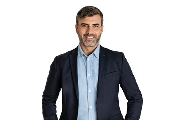 Fototapeta premium Businessman smiling on white background 