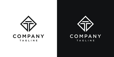 Creative Letter T Monogram Logo Design Icon Template White and Black Background