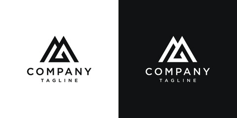 Creative Letter MG Monogram Logo Design Icon Template White and Black Background - obrazy, fototapety, plakaty