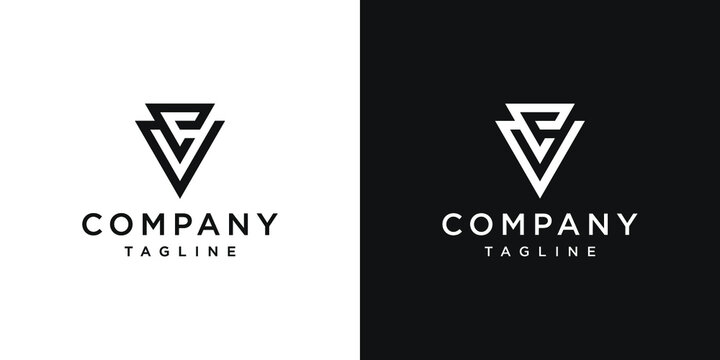 Creative Letter EV Monogram Logo Design Icon Template White and Black Background