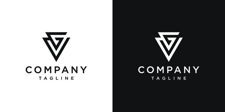 Creative Letter GV Monogram Logo Design Icon Template White and Black Background