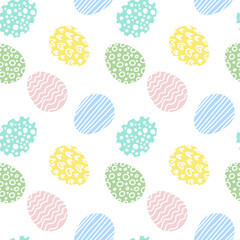 Happy Easter. Seamless pattern with Easter eggs. Pastel colors. For textile, product application, surface. Vector illustration, flat design