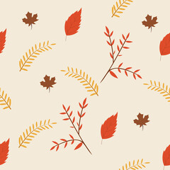 Fototapeta na wymiar Seamless Pattern of Colorful Leaves