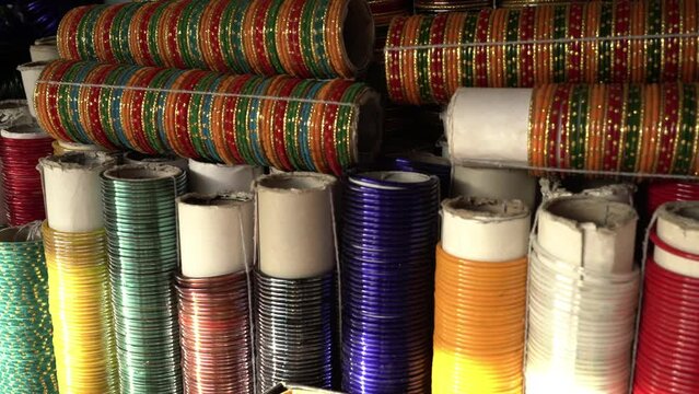 Colorful bangles in display, Mumbai, India