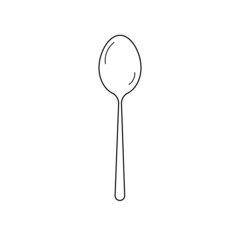 Spoon line icon. Silver kitchen teaspoon. Vector ilustration.