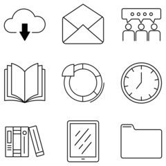 school supplies pencil clock included icon miscellaneous notebooks in the classroom