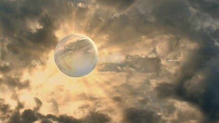 The sun shines brightly on the lunar surface in the universe. overcast 3d illustration