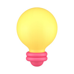 Vertical yellow illuminated light bulb business solution innovation idea realistic 3d icon vector