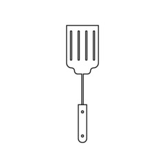 Spatula line icon. Grill cooking metal chef tool. Vector ilustration