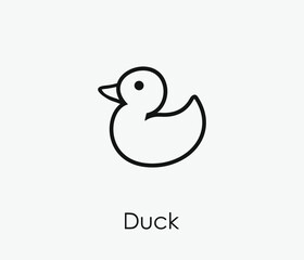 Duck vector icon. Editable stroke. Symbol in Line Art Style for Design, Presentation, Website or Apps Elements, Logo. Pixel vector graphics - Vector