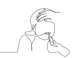 a person taking the temperature of a sick girl