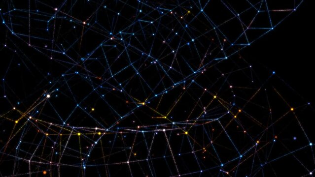 Abstract technology background from animated lines and dots