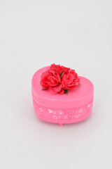 Heart shape gift and jewelry box isolated on white background.