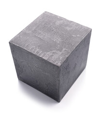 Concrete cube or cement block isolated at white background. Construction brick isolate