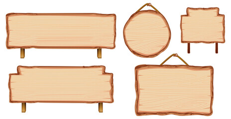 Set of different wooden sign boards