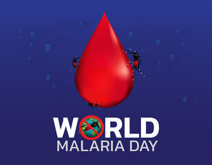 World malaria day concept design for malaria day. Good for banner, poster, campaign. Mosquito silhouette in sign illustration.