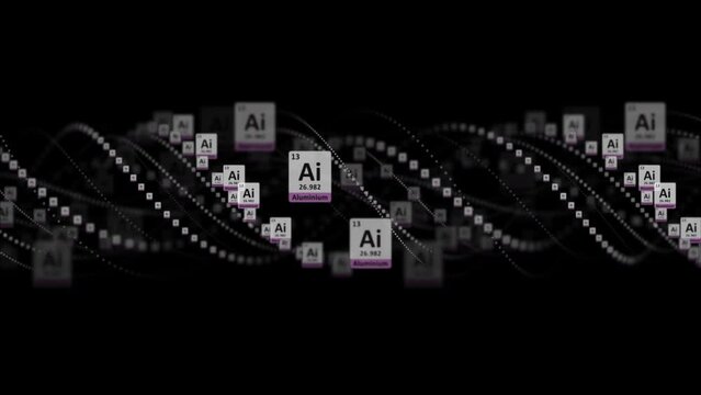 ALUMINUM Molecule Symbol, Chemistry Periodic Table, Animation, Background, Rendering, Loop
