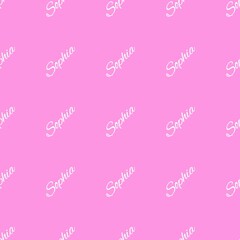 The female name is Sofia. Background with the inscription - Sofia. A postcard for Sofia. Congratulations for Sofia. Seamless pattern.