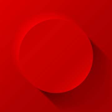 Flat red circle on color background, vector object