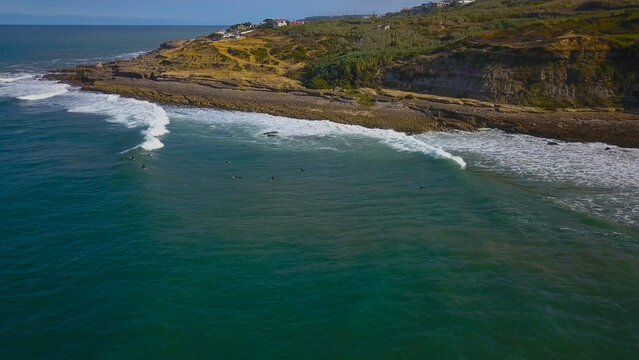 beach of Coxos in Ericeira in a sunny day