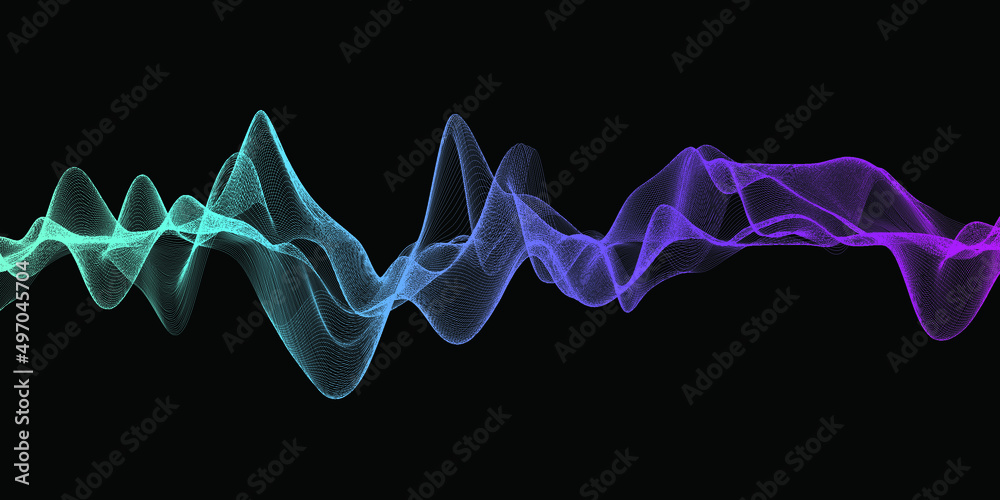 Poster colorful wave and black background