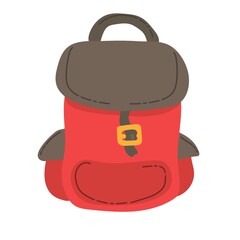 Hand drawn backpack. School, sport or travel bag.  Vector illustration.