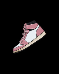 Pink women's high top sneaker - black background