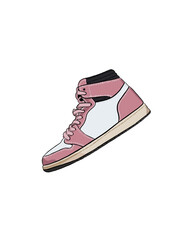 Pink women's high top sneaker - white background