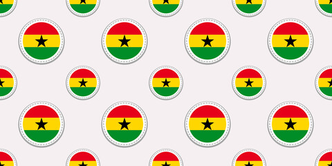 Fototapeta premium Ghana flag seamless pattern. Ghanaian background. Vector circle icons. Rounded geometric symbols. Texture for sports pages, competition, travelling design elements. Repeated patriotic wallpaper