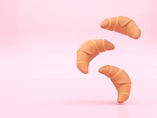 3D Isolated Croissant. 3D render