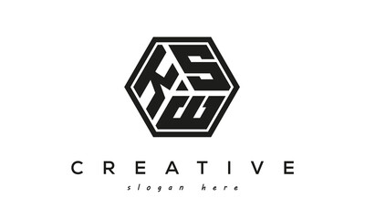 KSE creative polygon three letter logo design - obrazy, fototapety, plakaty