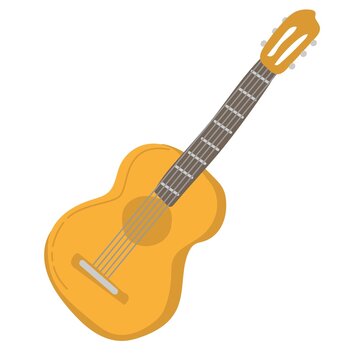Hand drawn guitar. Music instrument.  Vector illustration.