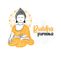 Sitting Buddha watercolor vector illustration. Hand in Vitarka Mudra gesture - debate and transmission of Buddhist teaching. Indian, yoga, esoteric watercolour design element for cards, posters
