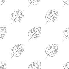 Monstera seamless doodle pattern. Flat vector illustration