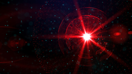 Digital red planet of Earth, 3D animation