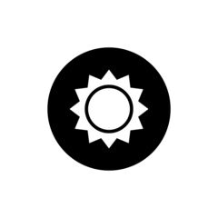 Sun simple icon in black round