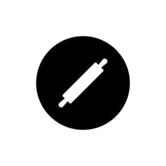 Rolling pin icon in black round