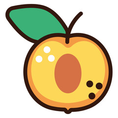 half peach fruit doodle