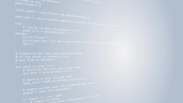 Clean White Computer Source Code Background. Computer Programming Script Animation.
