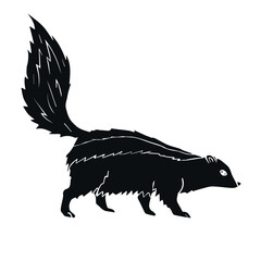 Vector hand drawn doodle sketch black skunk isolated on white background