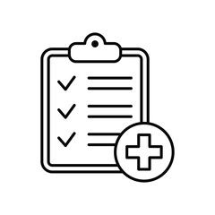 Fototapeta premium Medical checklist icon, medical report line vector icon.