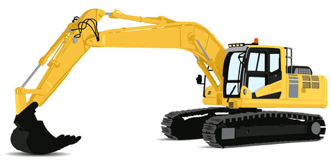 Vector flat style illustration of the excavator isolated on white background © Mykhailo Shvets
