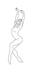 beautiful dancing girl illustration, pose sketch line art