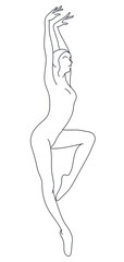 beautiful dancing girl illustration, pose sketch line art
