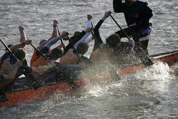 a dragon boat in a race