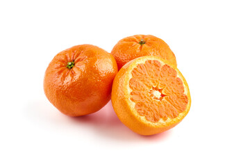 Fresh tangerine, isolated on white background.