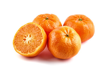 Tangerine or clementine, close-up, isolated on a white background.