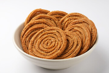 Traditional Indian Diwali snacks Chakali,murukku, Indian Traditional Tea Time Snack Chakli, a deep fried snack, It is known as Chakali, Murukku, Muruku, Murkoo, Chakri